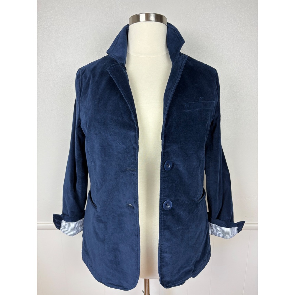 Peruvian Connection Hendricks Dark Blue Velvet Blazer Jacket Size 14 Tailored